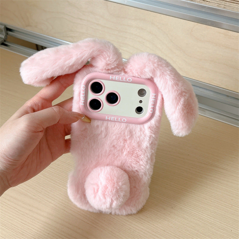 Plush Bunny iPhone Case – Cozy Cute Faux Fur Phone Case for Winter