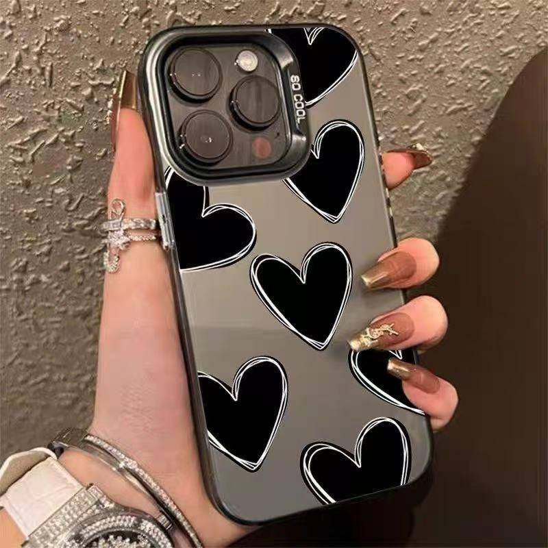 🖤Fangcase Cute Heart Matte Phone Case – Full Protection Anti-Fingerprint Case for Girls