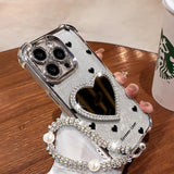 Heart Mirror iPhone Case – Crystal Frame, Built-in Mirror & Full Protection