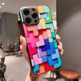 Color Mosaic Glass iPhone Case – Modern Art Style & Full Protection