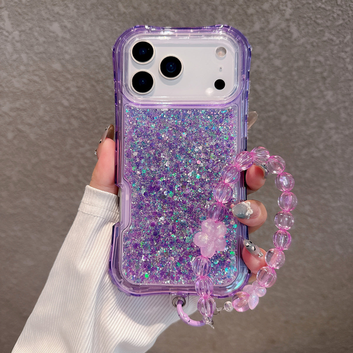 Bling Glitter iPhone Case with Crystal Wrist Strap – Shockproof Full Protection