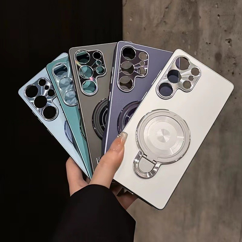 Magnetic Ring Stand, Full Camera Protection, Matte Sand Samsung Case