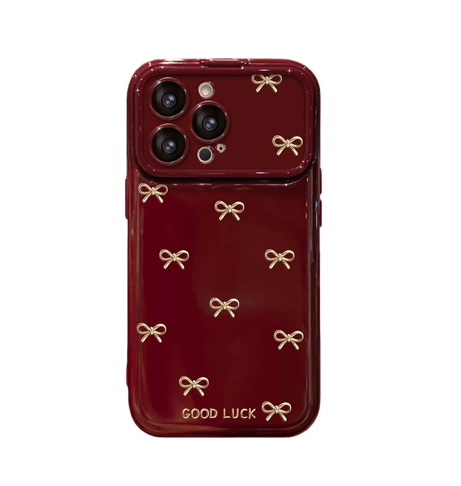 💖Lucky Bow Mirror iPhone Case – Flip Mirror, Stand & Full Protection