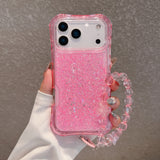 Bling Glitter iPhone Case with Crystal Wrist Strap – Shockproof Full Protection