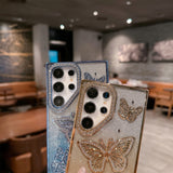Samsung Galaxy S26 / S26 Ultra Butterfly Shimmer Case – Crystal Rhinestone Gradient Full Cover (Pre-Order)