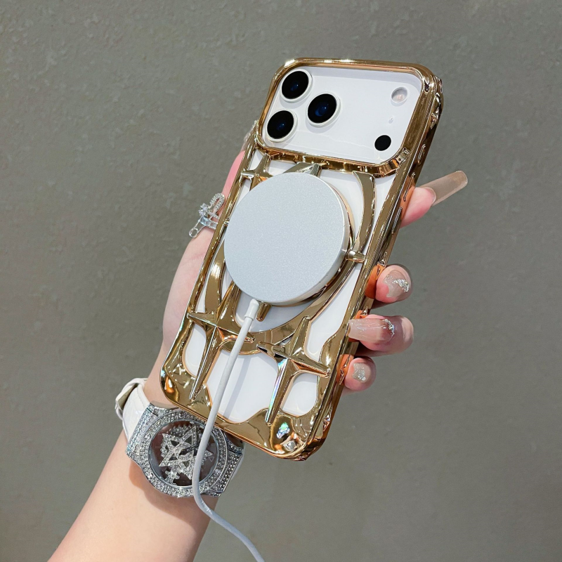 Hollow Magnetic Phone Case | MagSafe Compatible Metal Finish Case