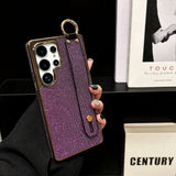 Sparkle Wrist Strap Phone Case for Samsung Full-Cover Glitter Case with Triple Wrist Loops