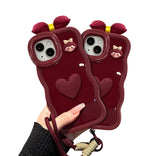 🎀Cute Heart Wristband Phone Case for iPhone – Full Protection Bow & No-Bow Design