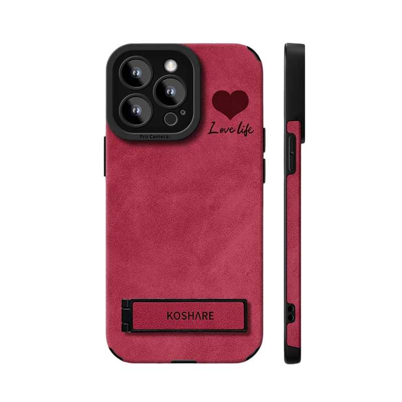Suede Heart iPhone Case – Soft Touch Style & Full Protection