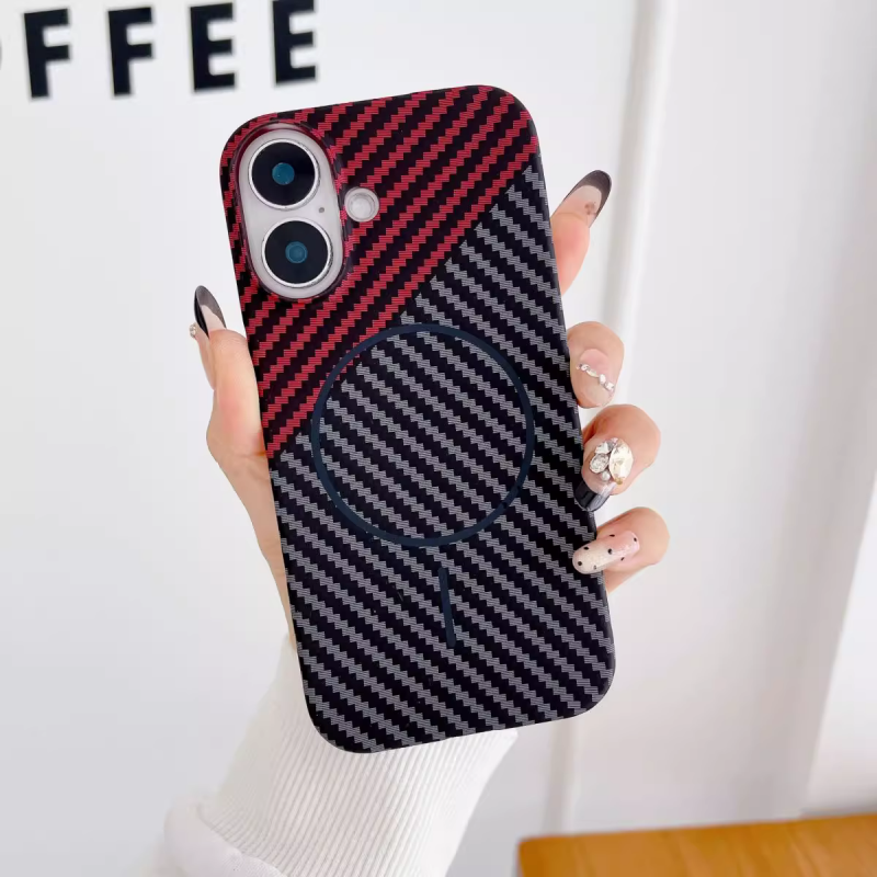 Carbon Fiber Texture, Ultra-Slim Open Edge, Fine Magnetic Ring iPhone Case