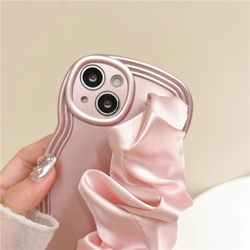 Silk Wristband Liquid Silicone Phone Case – Stylish Grip & Full Protection
