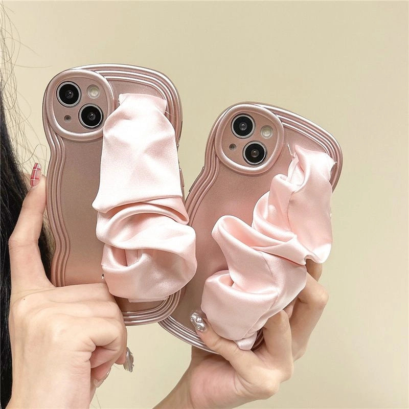 Silk Wristband Liquid Silicone Phone Case – Stylish Grip & Full Protection