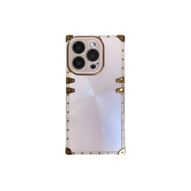 Electroplated Square iPhone Case with CD Texture and Crystal Bezel