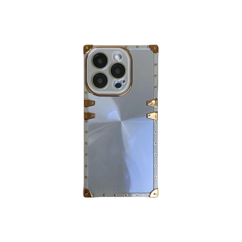 Electroplated Square iPhone Case with CD Texture and Crystal Bezel