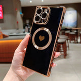 Magnetic Heart iPhone Case with Square Electroplated Edge