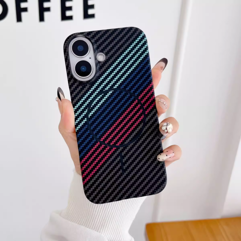 Carbon Fiber Texture, Ultra-Slim Open Edge, Fine Magnetic Ring iPhone Case
