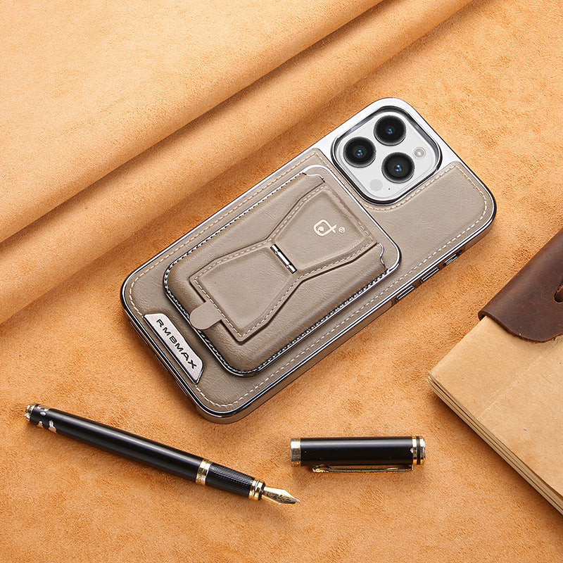 Leather Magnetic Card Wallet, MagSafe Compatible, Full Protection iPhone Case