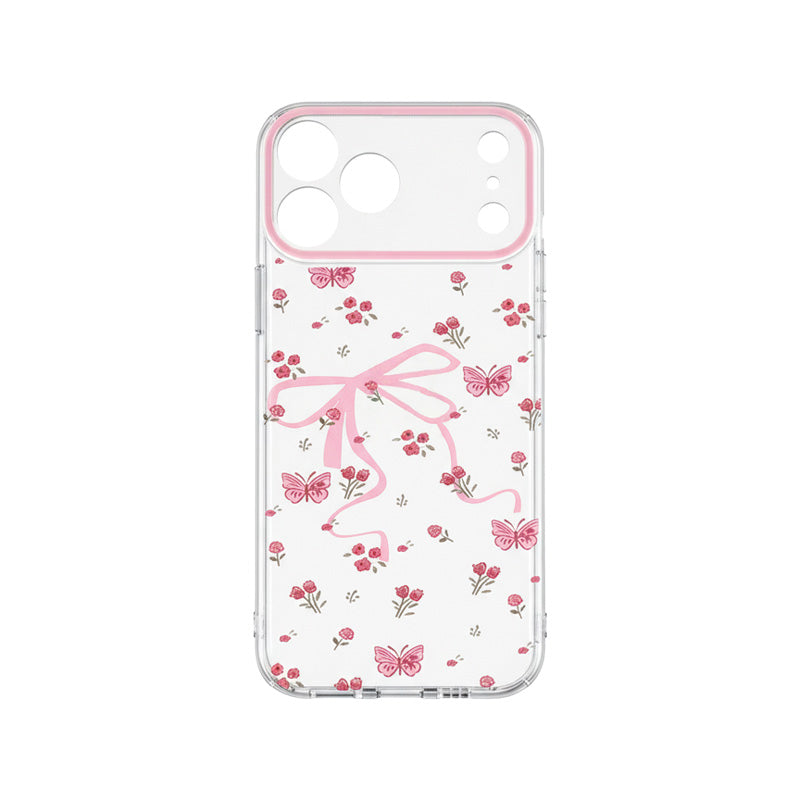 FANGCASE iPhone Clear Pink Bow Butterfly Floral Case