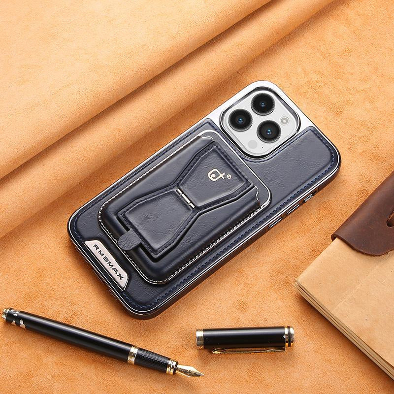 Leather Magnetic Card Wallet, MagSafe Compatible, Full Protection iPhone Case